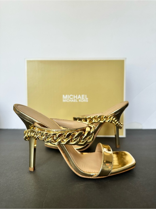 Michael Kors Shoes - Michael Kors Metallic Gold Chain Strap High Heel Mules.  NEW WITH BOX